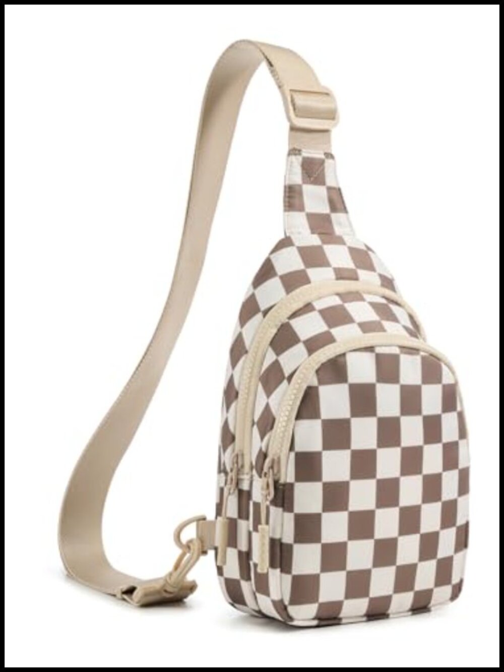 Checkered Sling Bag Crossbody Chest Bag Adjustable Strap Women's Small Backpack